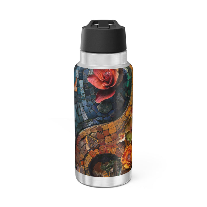 Spiraling Floral Mosaic - Gator Tumbler 32oz - Mug - g(0D·IO) - Silver - 32oz -