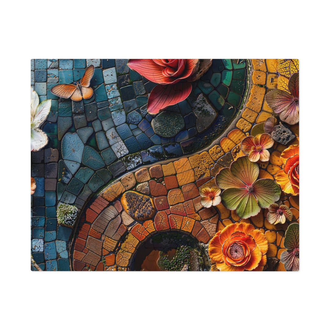 Spiraling Floral Mosaic - Jigsaw Puzzle (100, 252, 500, 1000 pieces) - Puzzle - g(0D·IO) - 9.6" × 8" (110 pcs) - -