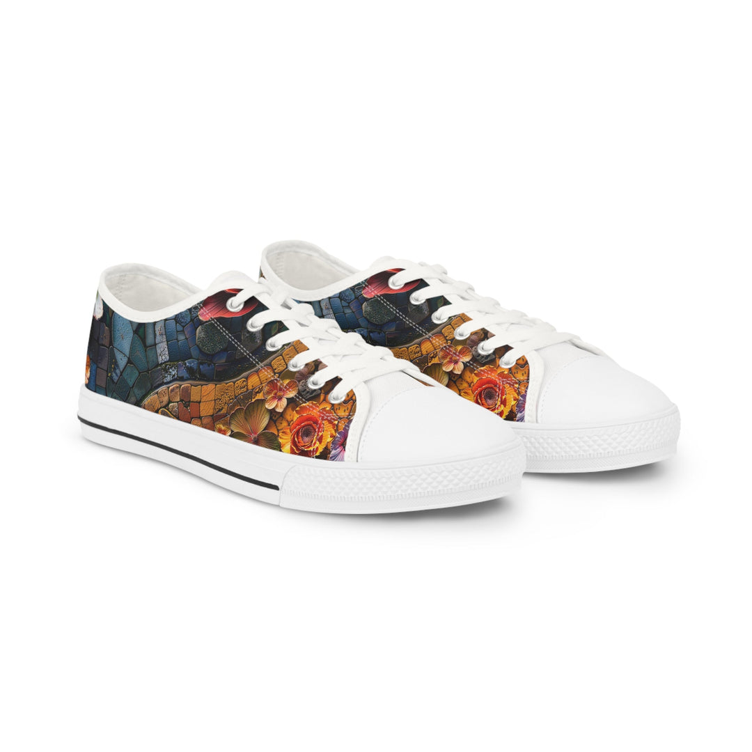 Spiraling Floral Mosaic - Men's Lowtop Sneakers - Shoes - g(0D·IO) - US 5 - White sole -