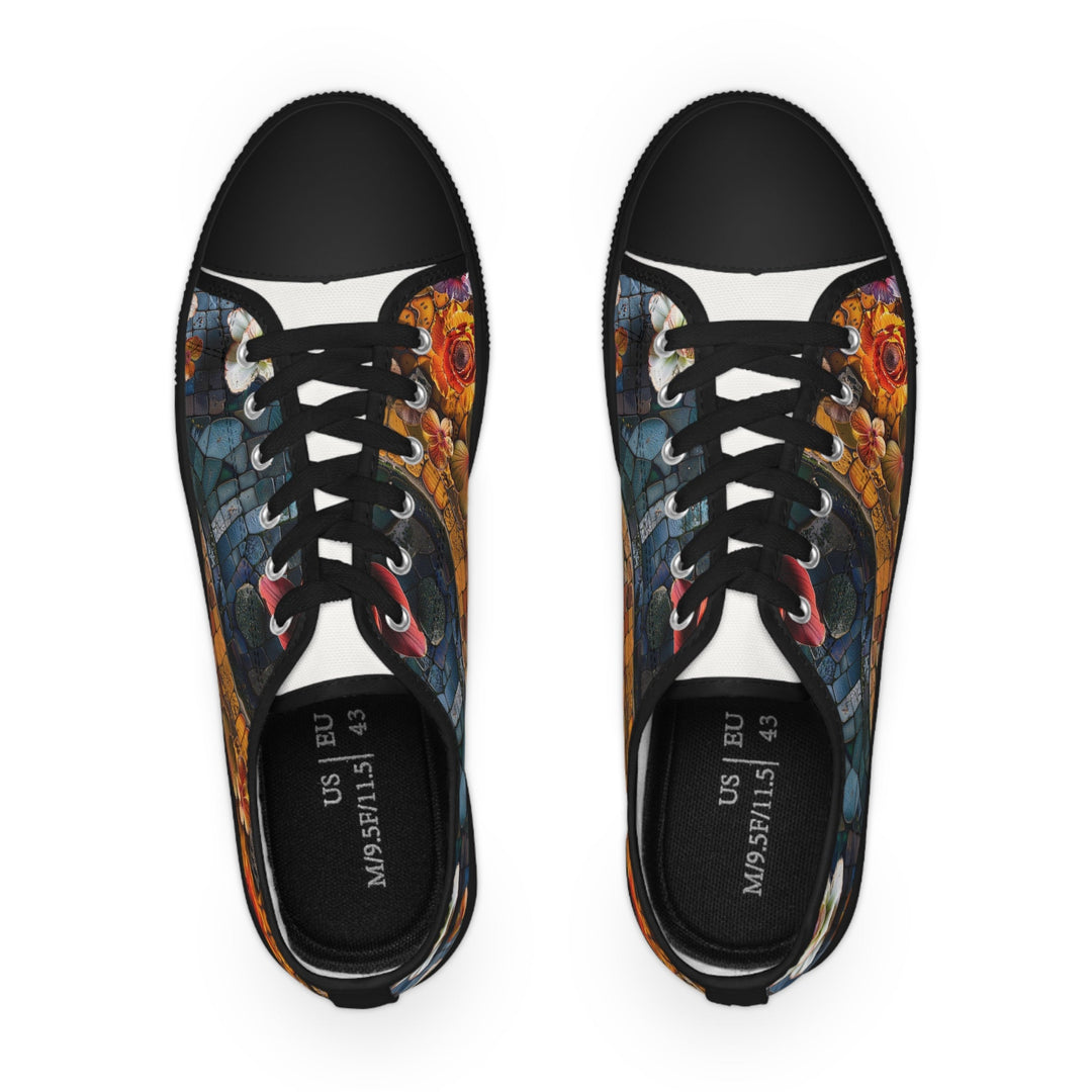 Spiraling Floral Mosaic - Men's Lowtop Sneakers - Shoes - g(0D·IO) - US 5 - Black sole -