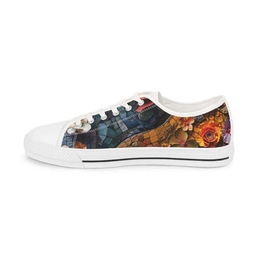 Spiraling Floral Mosaic - Men's Lowtop Sneakers - Shoes - g(0D·IO) - US 5 - Black sole -