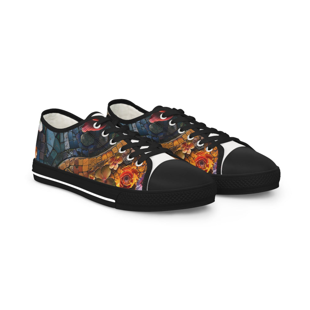 Spiraling Floral Mosaic - Men's Lowtop Sneakers - Shoes - g(0D·IO) - US 5 - Black sole -