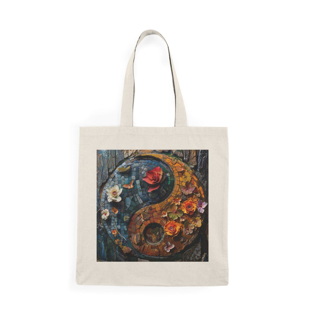 Spiraling Floral Mosaic - Natural Tote Bag - Bags - g(0D·IO) - 15" x 16" - Natural -