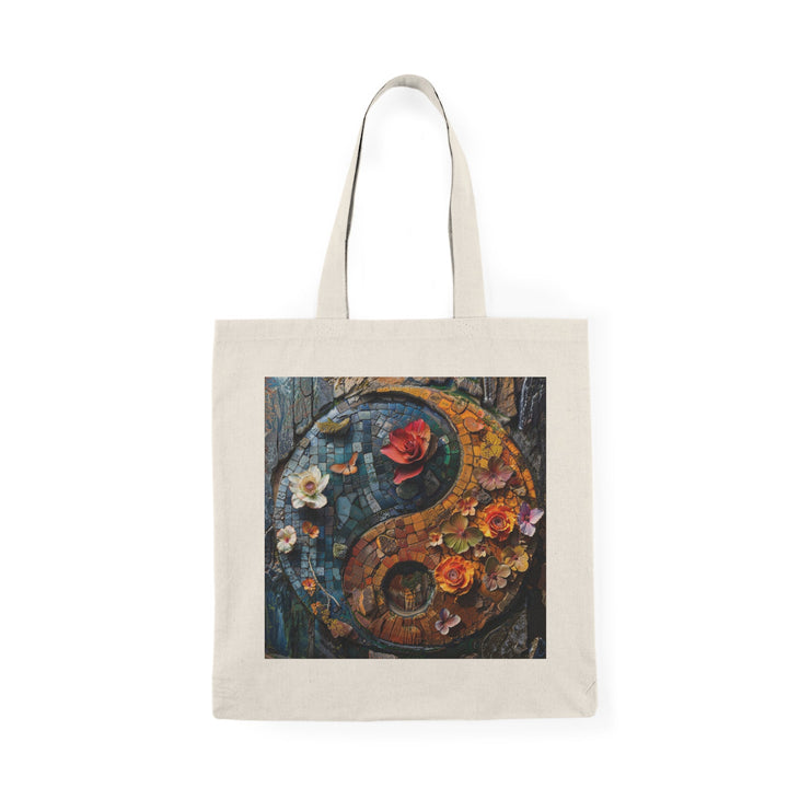 Spiraling Floral Mosaic - Natural Tote Bag - Bags - g(0D·IO) - 15" x 16" - Natural -