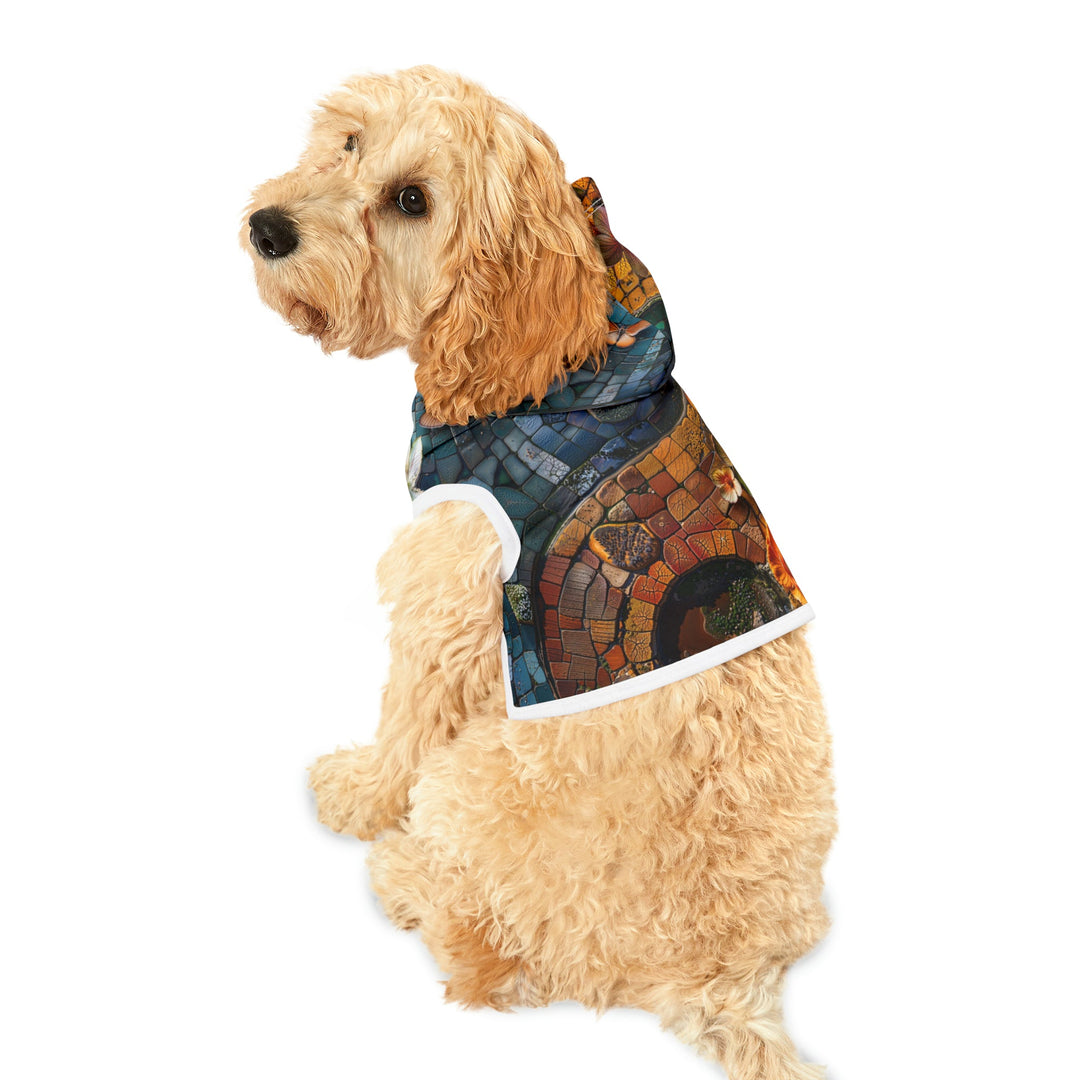 Spiraling Floral Mosaic - Pet Hoodie - Pets - g(0D·IO) - XXS - Black Rib -