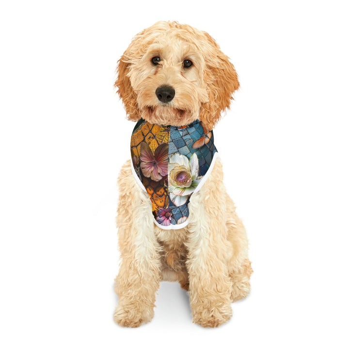 Spiraling Floral Mosaic - Pet Hoodie - Pets - g(0D·IO) - XXS - Black Rib -