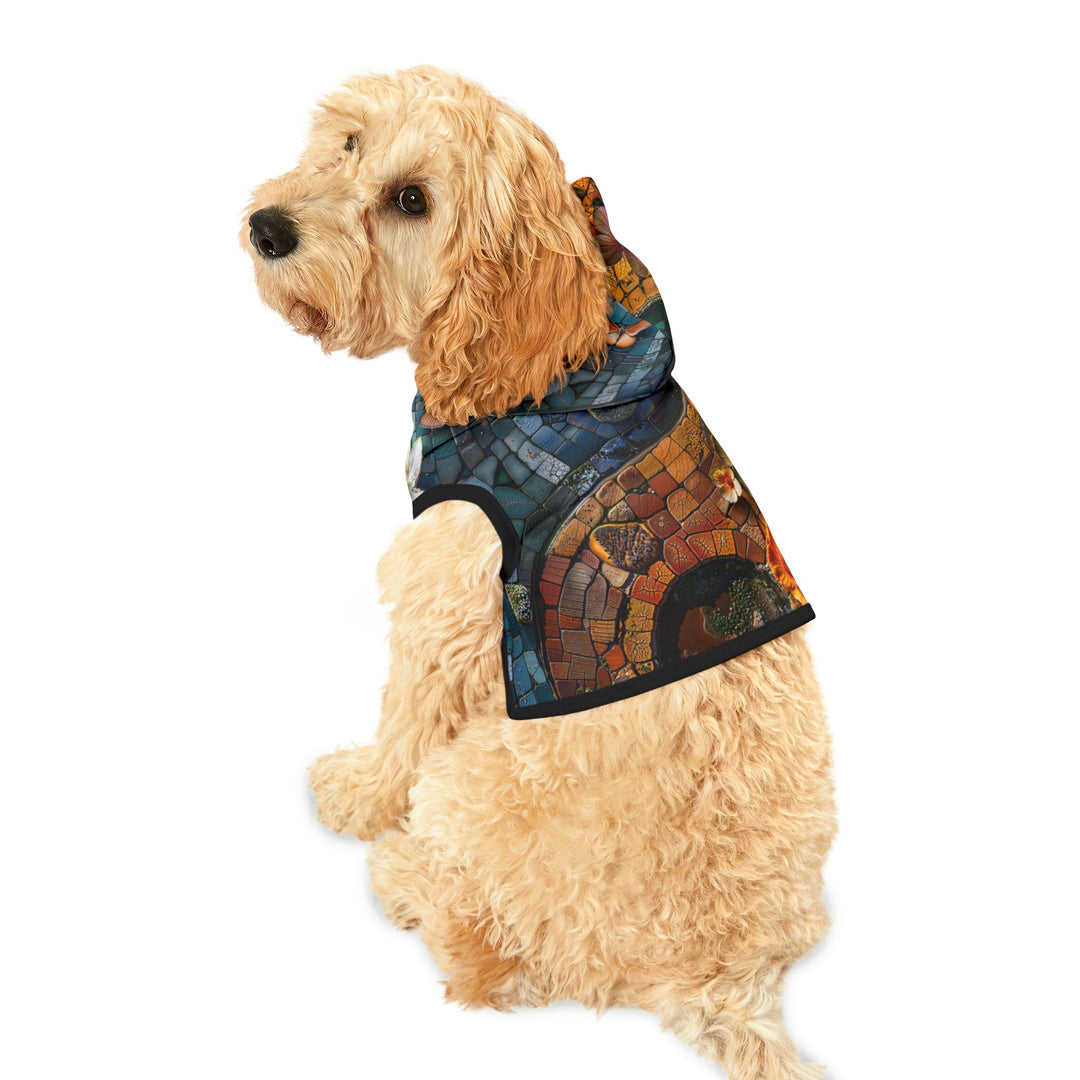 Spiraling Floral Mosaic - Pet Hoodie - Pets - g(0D·IO) - XXS - Black Rib -