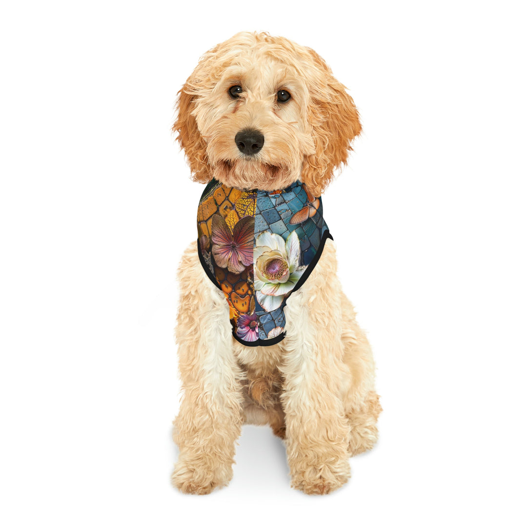 Spiraling Floral Mosaic - Pet Hoodie - Pets - g(0D·IO) - XXS - Black Rib -