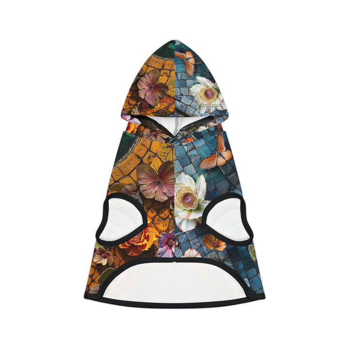 Spiraling Floral Mosaic - Pet Hoodie - Pets - g(0D·IO) - XXS - Black Rib -