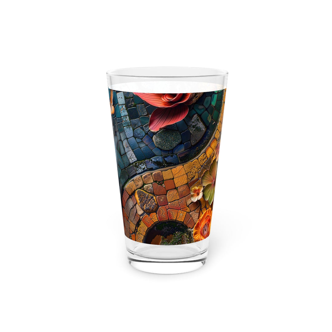 Spiraling Floral Mosaic - Pint Glass - Mug - g(0D·IO) - 16oz - -