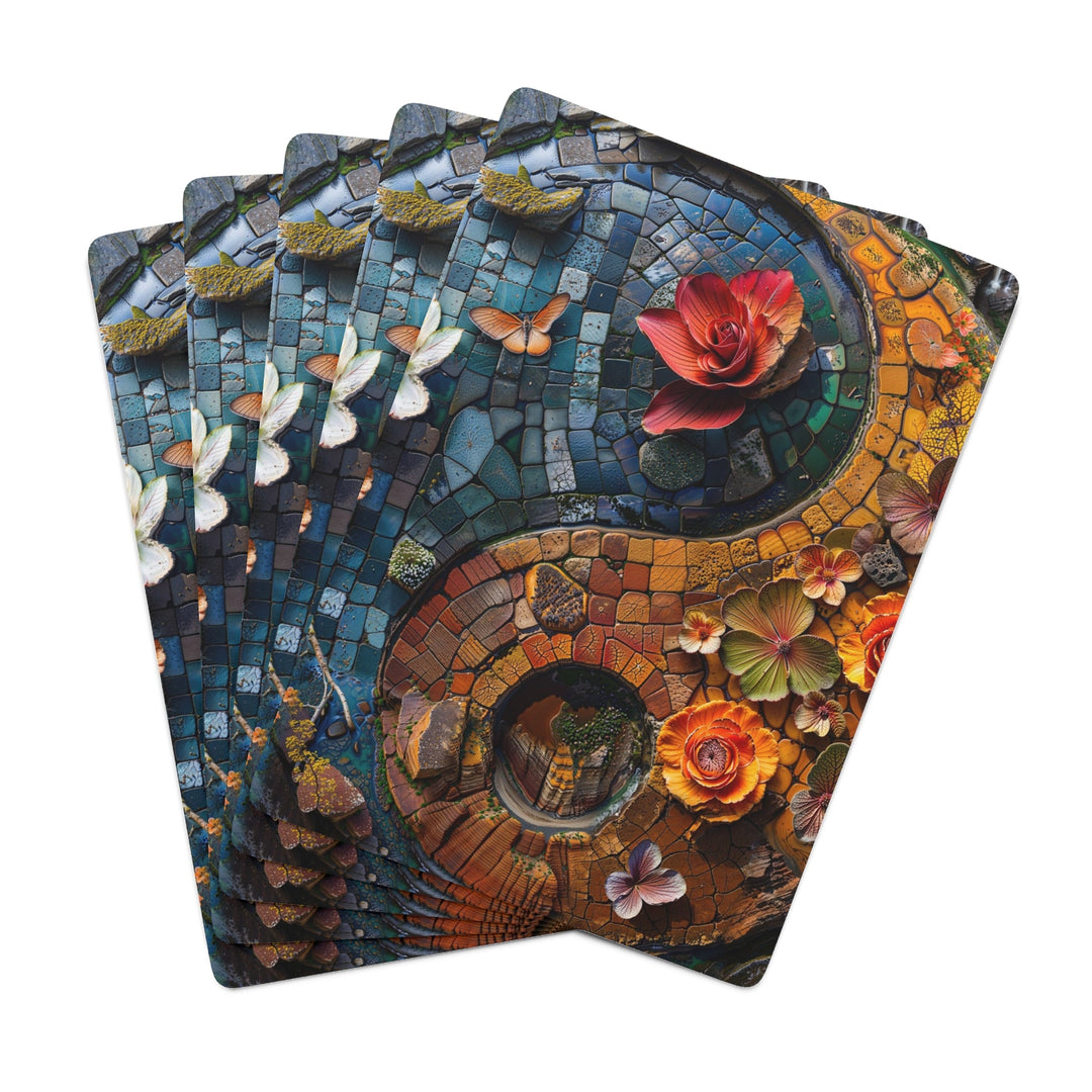 Spiraling Floral Mosaic - Poker Cards - Paper products - g(0D·IO) - 2.47" x 3.47" - White - Semi Glossy