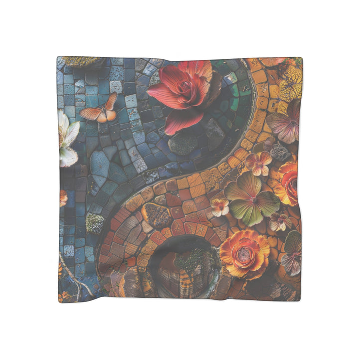 Spiraling Floral Mosaic - Poly Scarf - Accessories - g(0D·IO) - Poly voile - 50" × 50" -