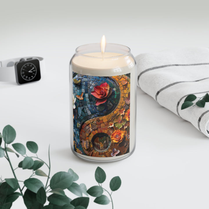 Spiraling Floral Mosaic - Scented Candle - Home Decor - g(0D·IO) - Vanilla Bean - 13.75oz -