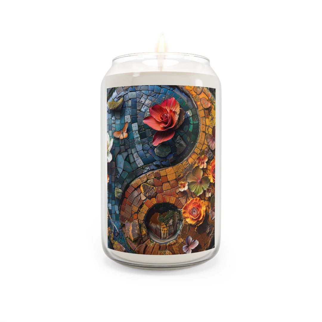 Spiraling Floral Mosaic - Scented Candle - Home Decor - g(0D·IO) - Comfort Spice - 13.75oz -