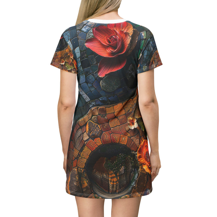 Spiraling Floral Mosaic - T-Shirt Dress - All Over Prints - g(0D·IO) - XS - -