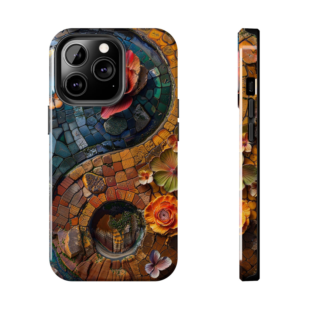 Spiraling Floral Mosaic - Tough Phone Case - Phone Case - g(0D·IO) - iPhone 13 Pro - -