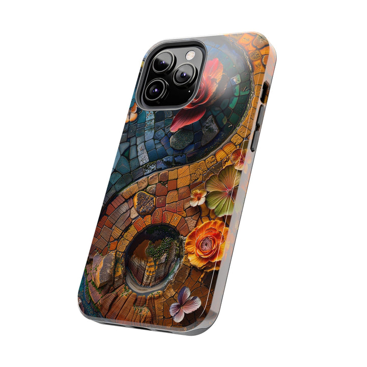 Spiraling Floral Mosaic - Tough Phone Case - Phone Case - g(0D·IO) - iPhone 13 Mini - -