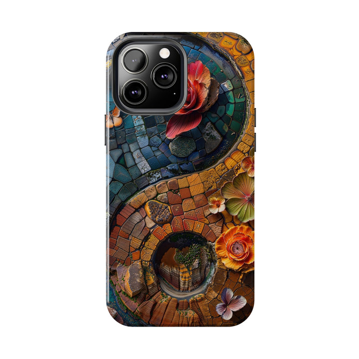 Spiraling Floral Mosaic - Tough Phone Case - Phone Case - g(0D·IO) - iPhone 13 Mini - -