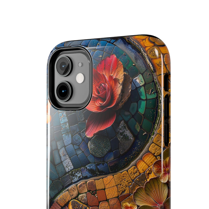 Spiraling Floral Mosaic - Tough Phone Case - Phone Case - g(0D·IO) - iPhone 13 Mini - -