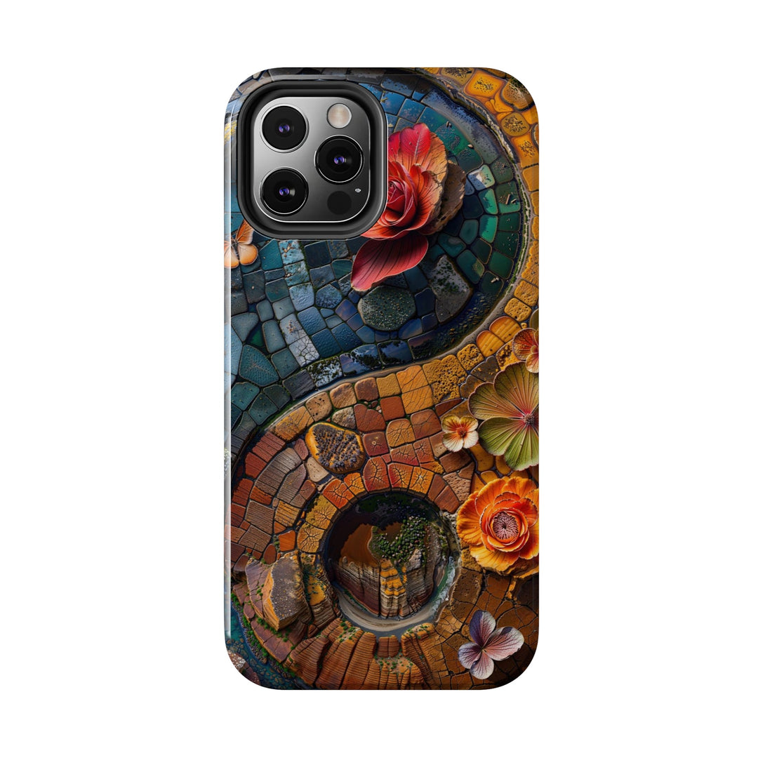 Spiraling Floral Mosaic - Tough Phone Case - Phone Case - g(0D·IO) - iPhone 13 Mini - -