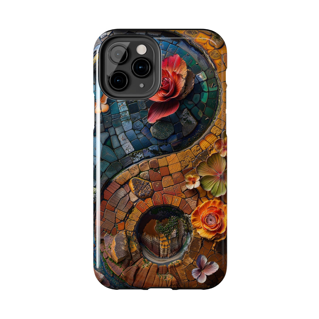 Spiraling Floral Mosaic - Tough Phone Case - Phone Case - g(0D·IO) - iPhone 13 Mini - -