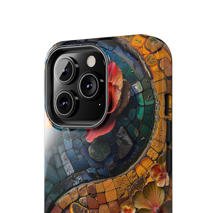Spiraling Floral Mosaic - Tough Phone Case - Phone Case - g(0D·IO) - iPhone 13 Mini - -