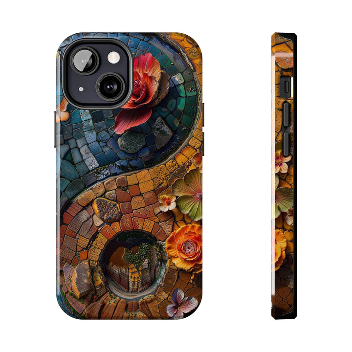 Spiraling Floral Mosaic - Tough Phone Case - Phone Case - g(0D·IO) - iPhone 13 Mini - -