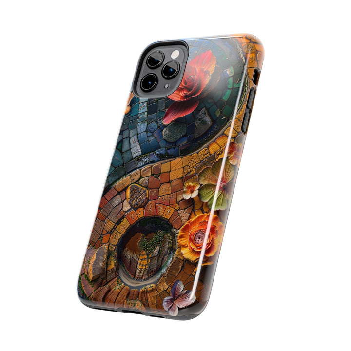 Spiraling Floral Mosaic - Tough Phone Case - Phone Case - g(0D·IO) - iPhone 13 Mini - -