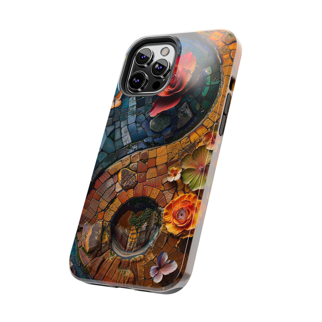 Spiraling Floral Mosaic - Tough Phone Case - Phone Case - g(0D·IO) - iPhone 13 Mini - -