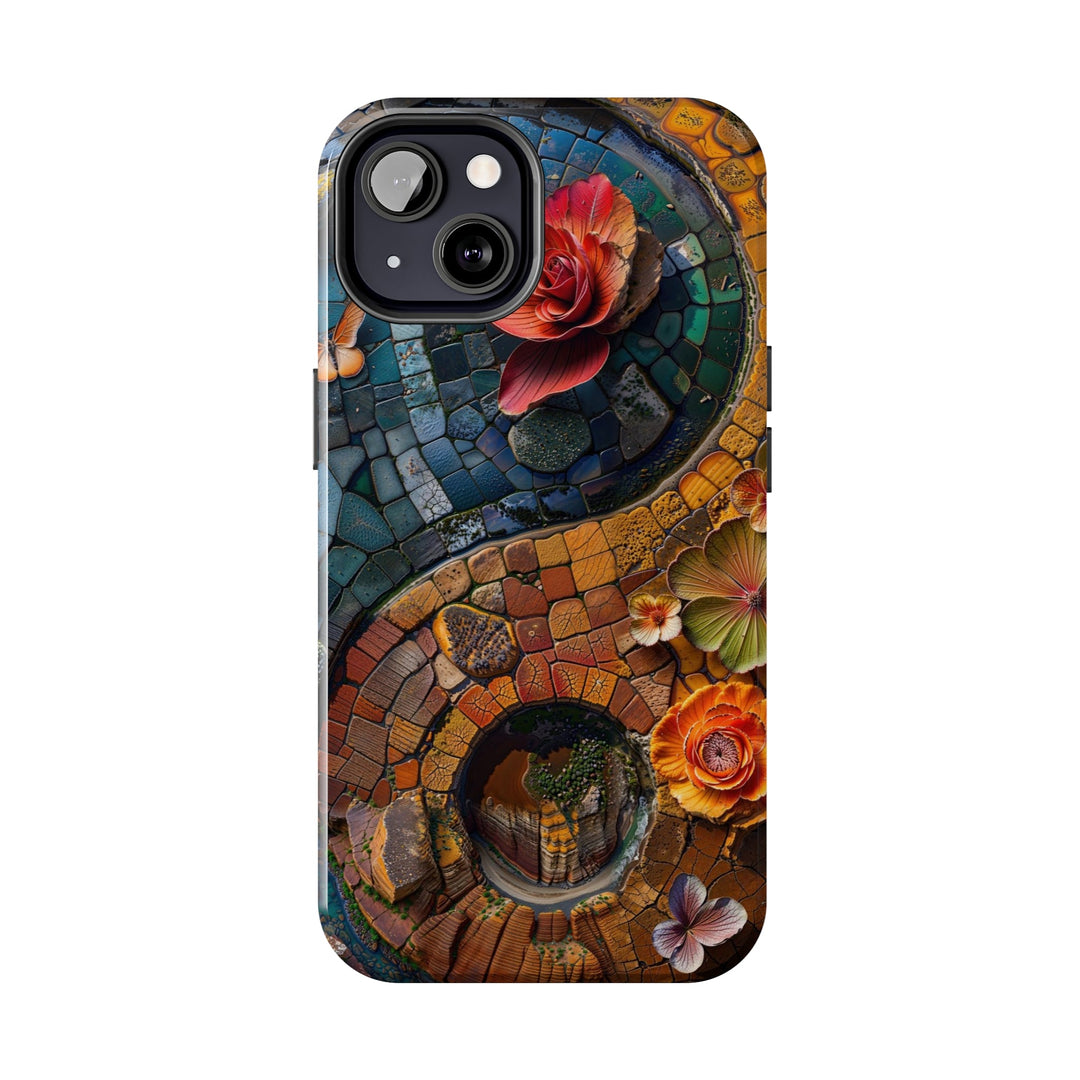 Spiraling Floral Mosaic - Tough Phone Case - Phone Case - g(0D·IO) - iPhone 13 Mini - -
