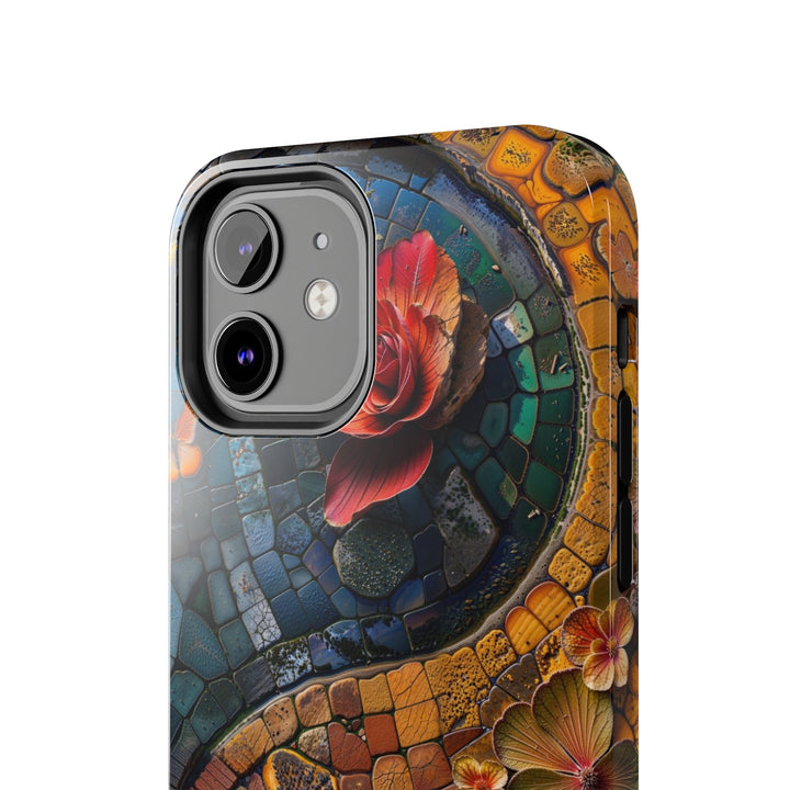 Spiraling Floral Mosaic - Tough Phone Case - Phone Case - g(0D·IO) - iPhone 13 Mini - -
