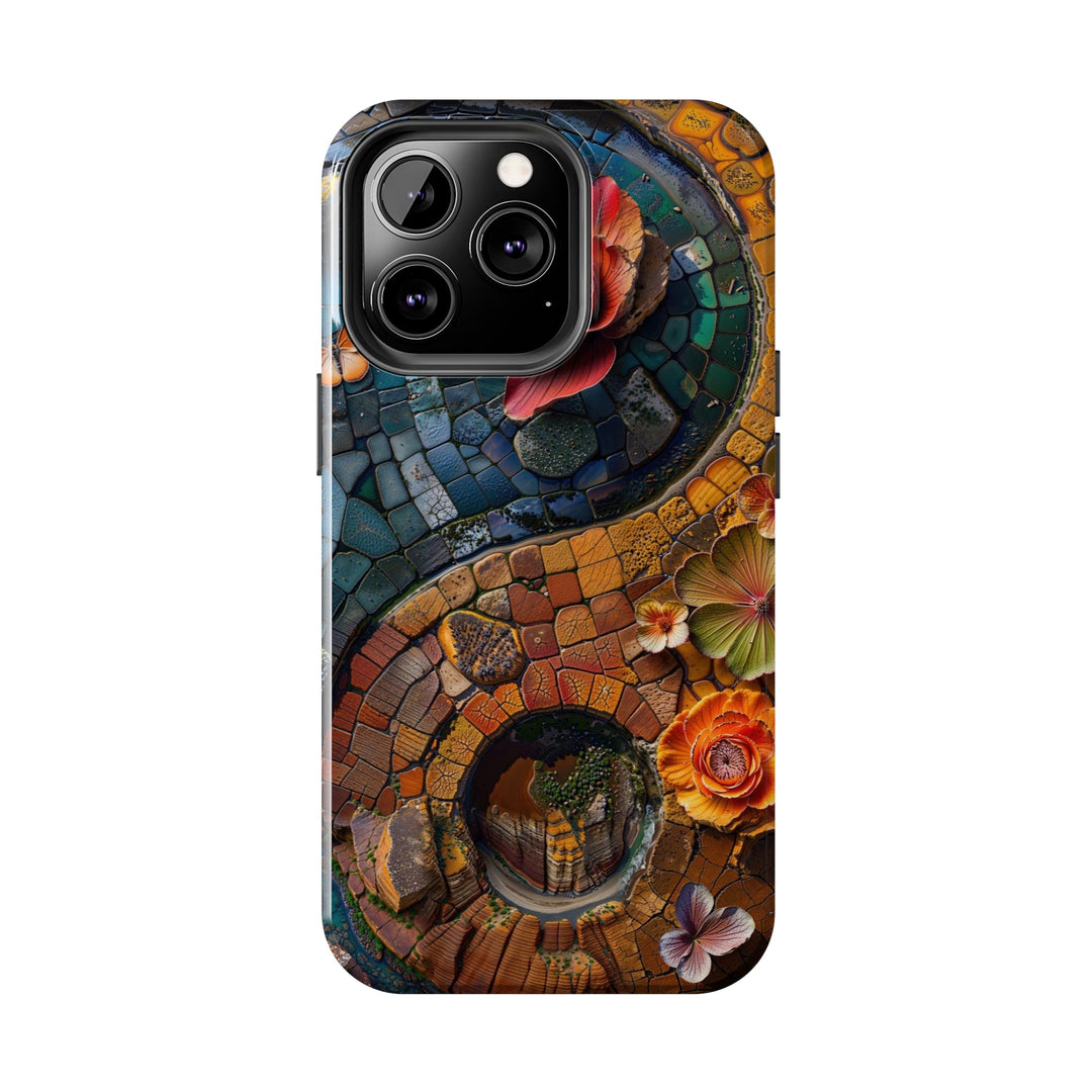 Spiraling Floral Mosaic - Tough Phone Case - Phone Case - g(0D·IO) - iPhone 13 Mini - -
