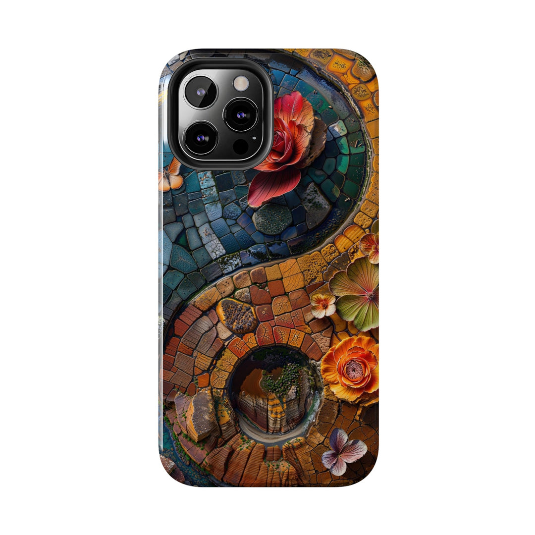 Spiraling Floral Mosaic - Tough Phone Case - Phone Case - g(0D·IO) - iPhone 13 Mini - -
