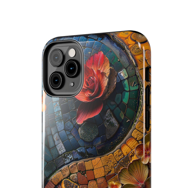 Spiraling Floral Mosaic - Tough Phone Case - Phone Case - g(0D·IO) - iPhone 13 Mini - -