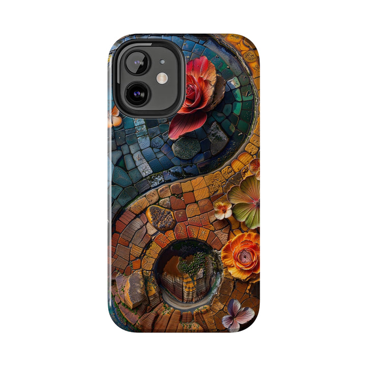 Spiraling Floral Mosaic - Tough Phone Case - Phone Case - g(0D·IO) - iPhone 13 Mini - -