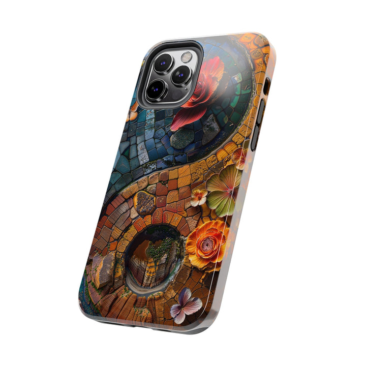Spiraling Floral Mosaic - Tough Phone Case - Phone Case - g(0D·IO) - iPhone 13 Mini - -