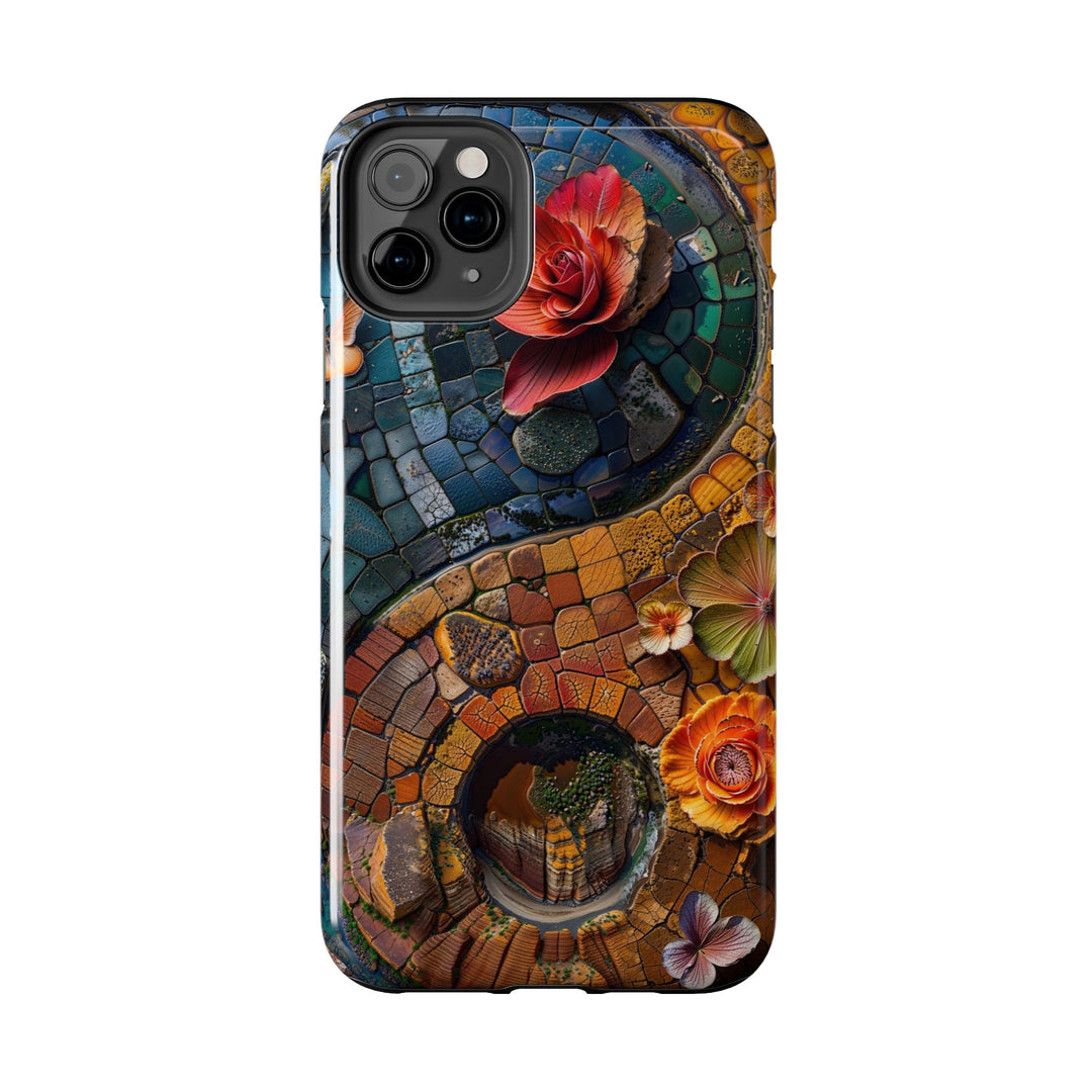 Spiraling Floral Mosaic - Tough Phone Case - Phone Case - g(0D·IO) - iPhone 13 Mini - -
