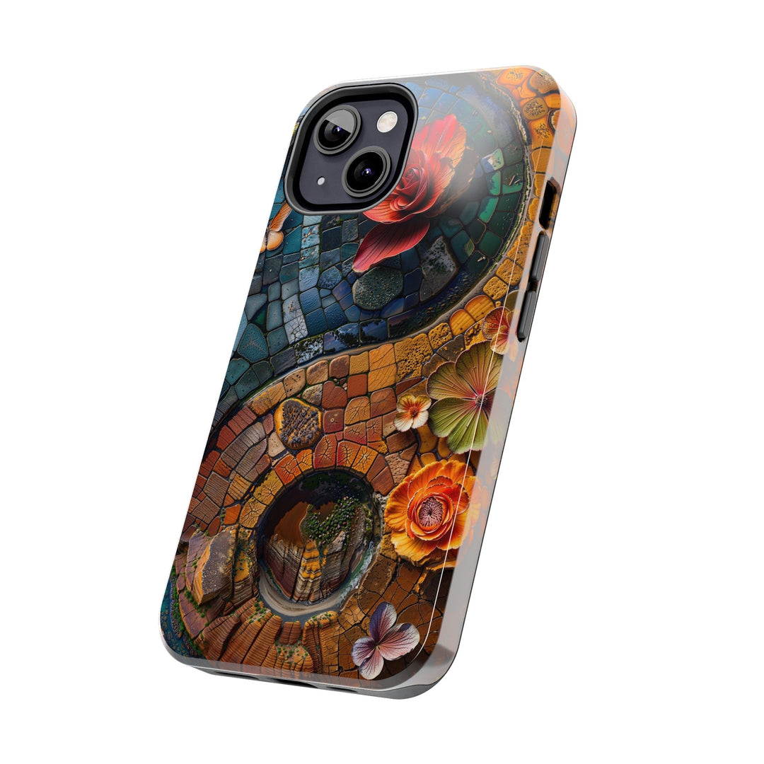 Spiraling Floral Mosaic - Tough Phone Case - Phone Case - g(0D·IO) - iPhone 13 Mini - -