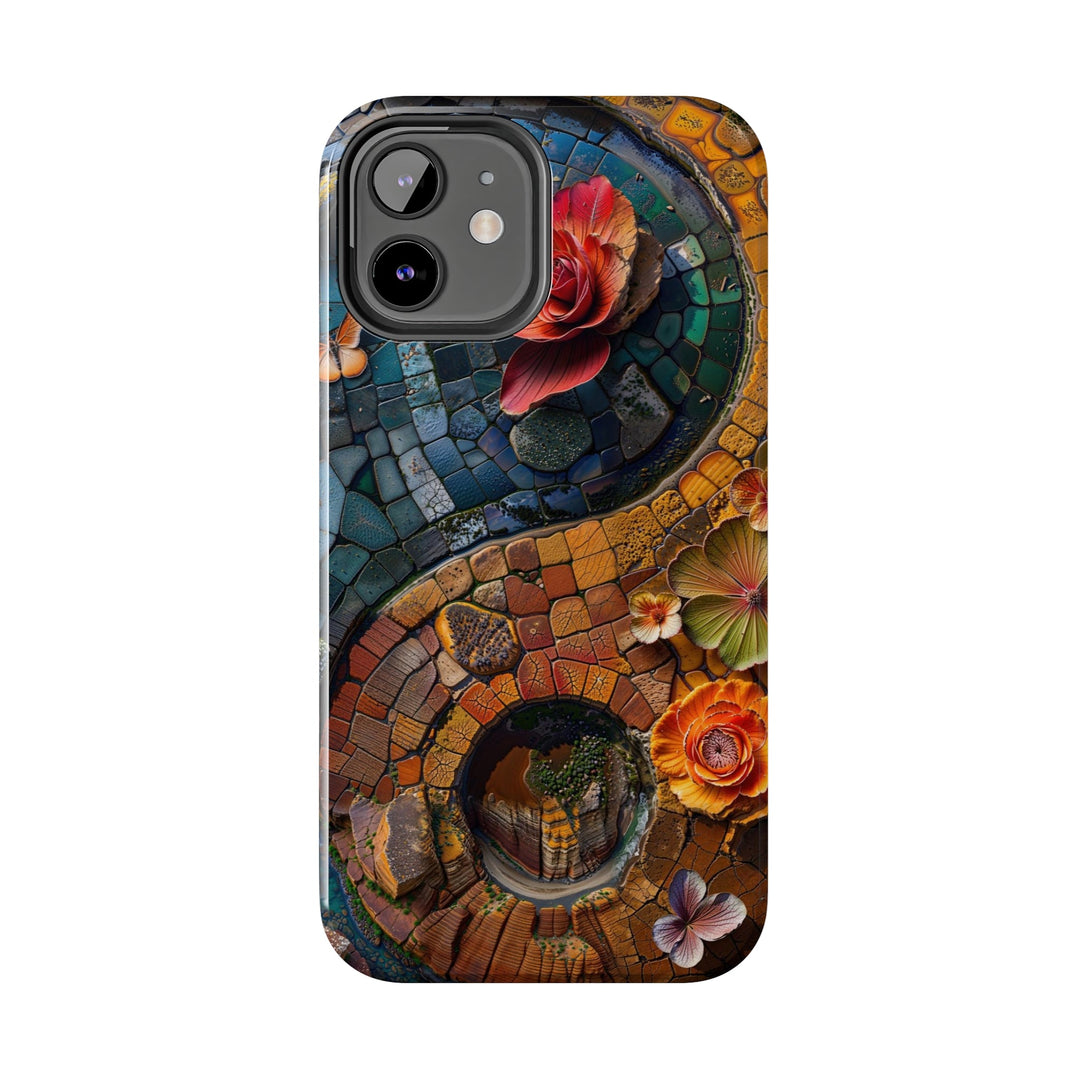 Spiraling Floral Mosaic - Tough Phone Case - Phone Case - g(0D·IO) - iPhone 13 Mini - -