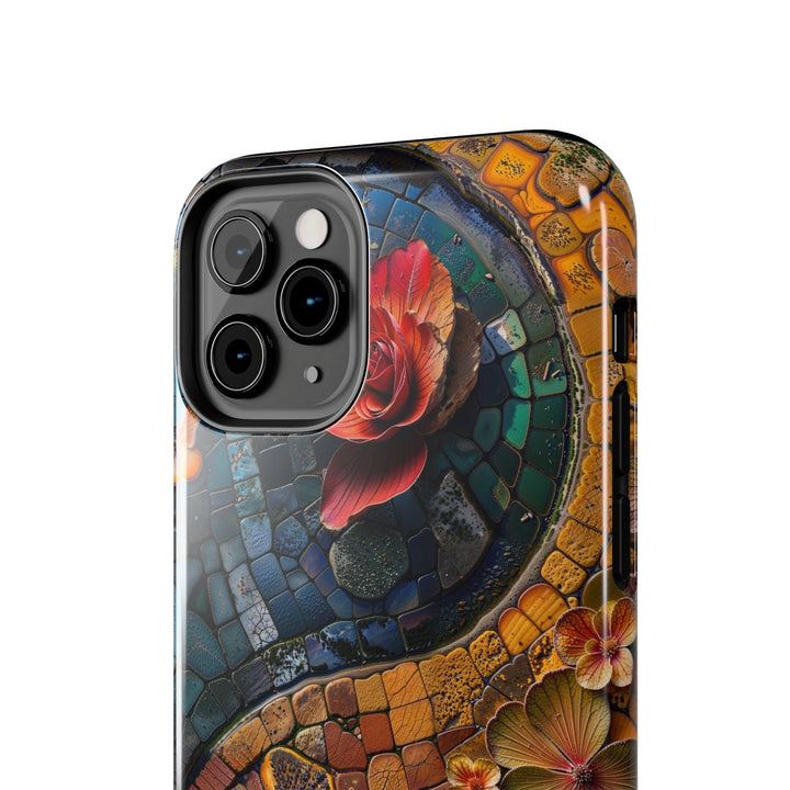 Spiraling Floral Mosaic - Tough Phone Case - Phone Case - g(0D·IO) - iPhone 13 Mini - -