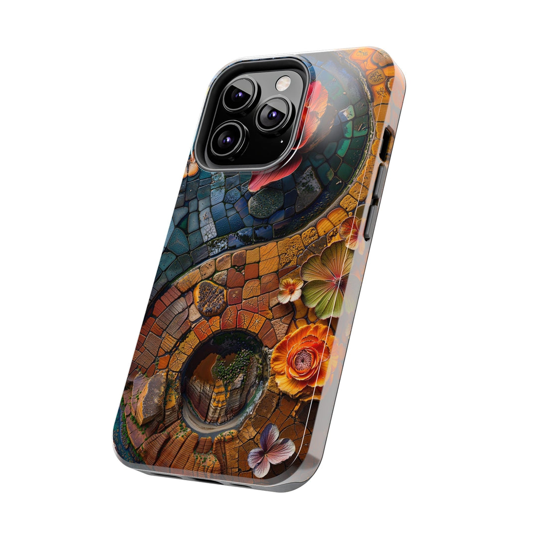 Spiraling Floral Mosaic - Tough Phone Case - Phone Case - g(0D·IO) - iPhone 13 Mini - -
