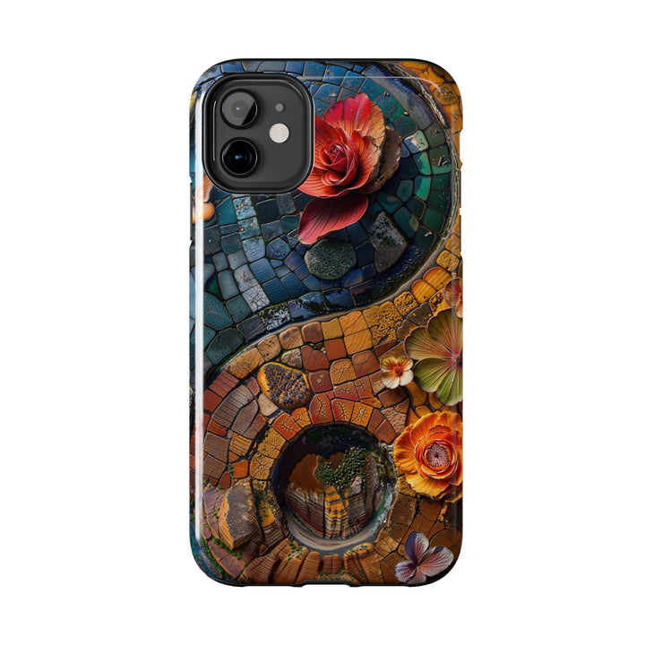 Spiraling Floral Mosaic - Tough Phone Case - Phone Case - g(0D·IO) - iPhone 13 Mini - -