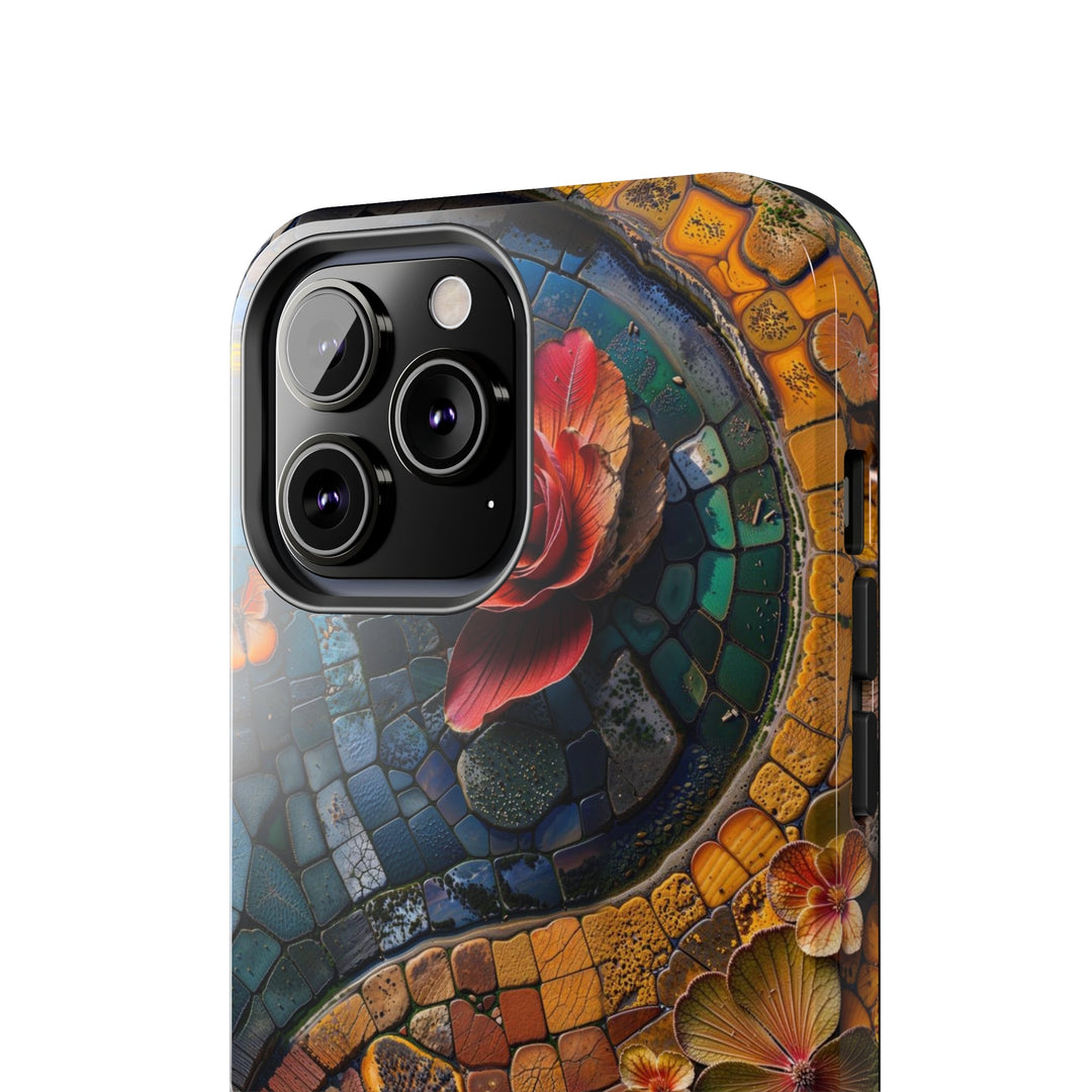 Spiraling Floral Mosaic - Tough Phone Case - Phone Case - g(0D·IO) - iPhone 13 Mini - -