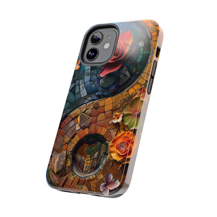 Spiraling Floral Mosaic - Tough Phone Case - Phone Case - g(0D·IO) - iPhone 13 Mini - -