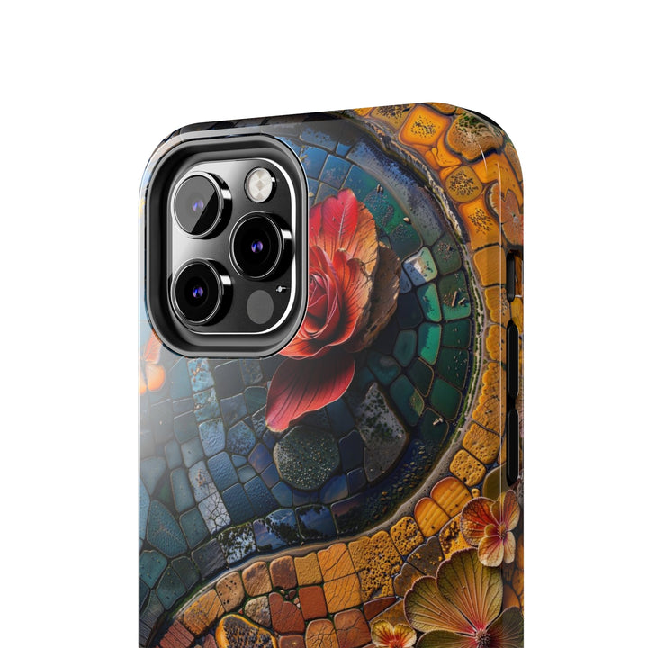Spiraling Floral Mosaic - Tough Phone Case - Phone Case - g(0D·IO) - iPhone 13 Mini - -