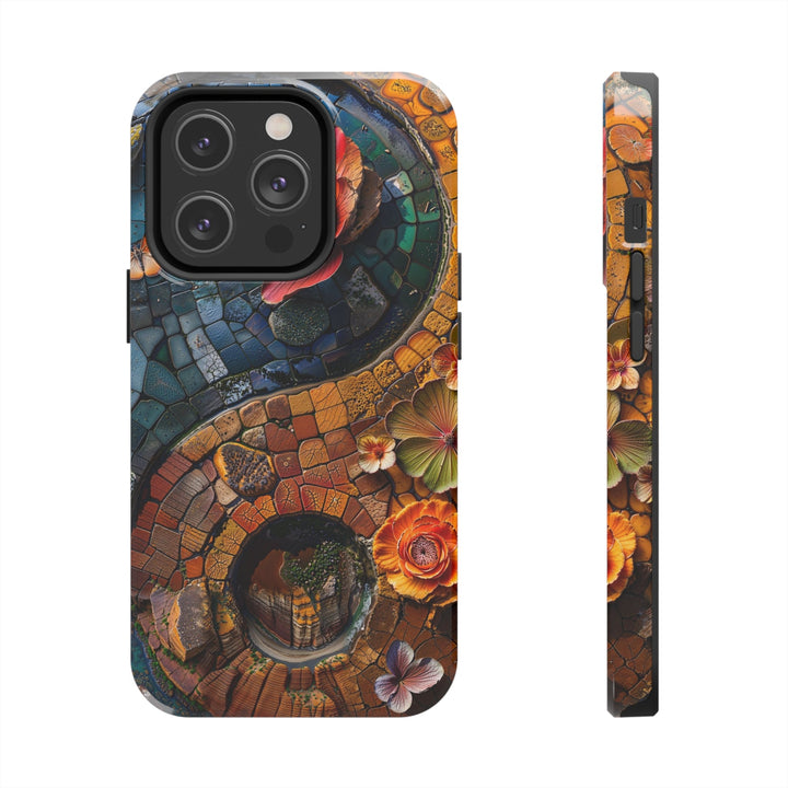 Spiraling Floral Mosaic - Tough Phone Case - Phone Case - g(0D·IO) - iPhone 14 Pro - -