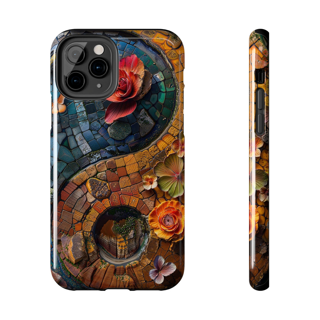 Spiraling Floral Mosaic - Tough Phone Case - Phone Case - g(0D·IO) - iPhone 11 Pro - -