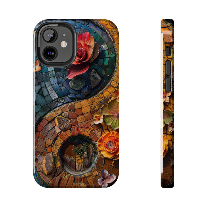 Spiraling Floral Mosaic - Tough Phone Case - Phone Case - g(0D·IO) - iPhone 12 Mini - -