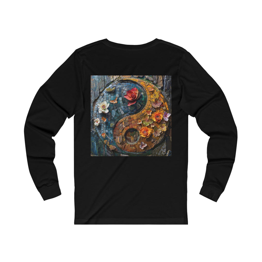 Spiraling Floral Mosaic - Unisex Jersey Long Sleeve Tee - Long-sleeve - g(0D·IO) - S - Heather Forest -