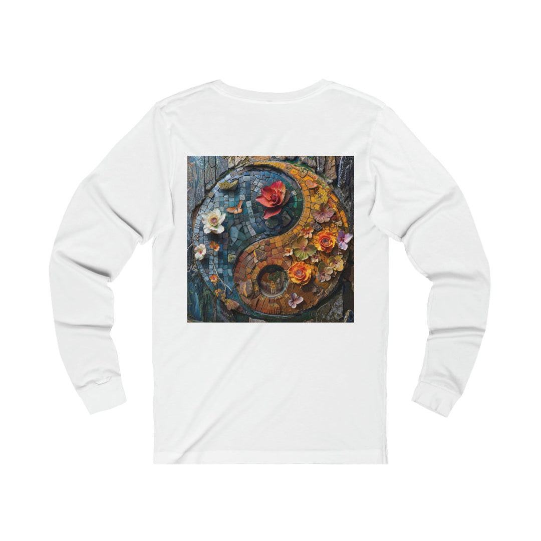 Spiraling Floral Mosaic - Unisex Jersey Long Sleeve Tee - Long-sleeve - g(0D·IO) - S - Heather Forest -